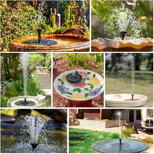AISITIN 3,5W Solar Springbrunnen Solar Teichpumpe mit Solar Panel Eingebaute Batterie Wasserpumpe Solar Schwimmender Fontäne Pumpe mit 10 Fontänenstile für Garten, Vogel-Bad,Teich,Fisch-Behälter