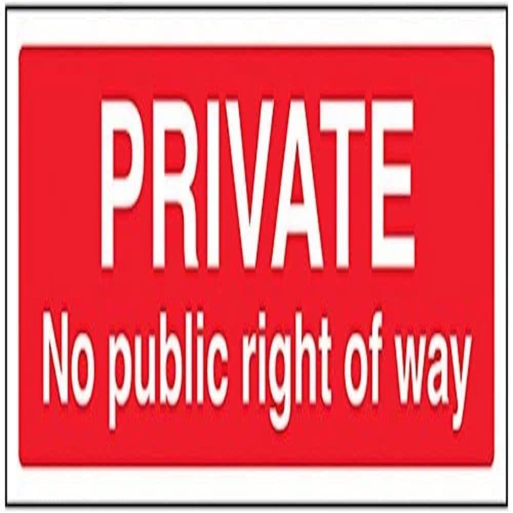 V Safety Private, No Public Right Of Way Sign - 300mm x 100mm - 1mm Rigid Plastic