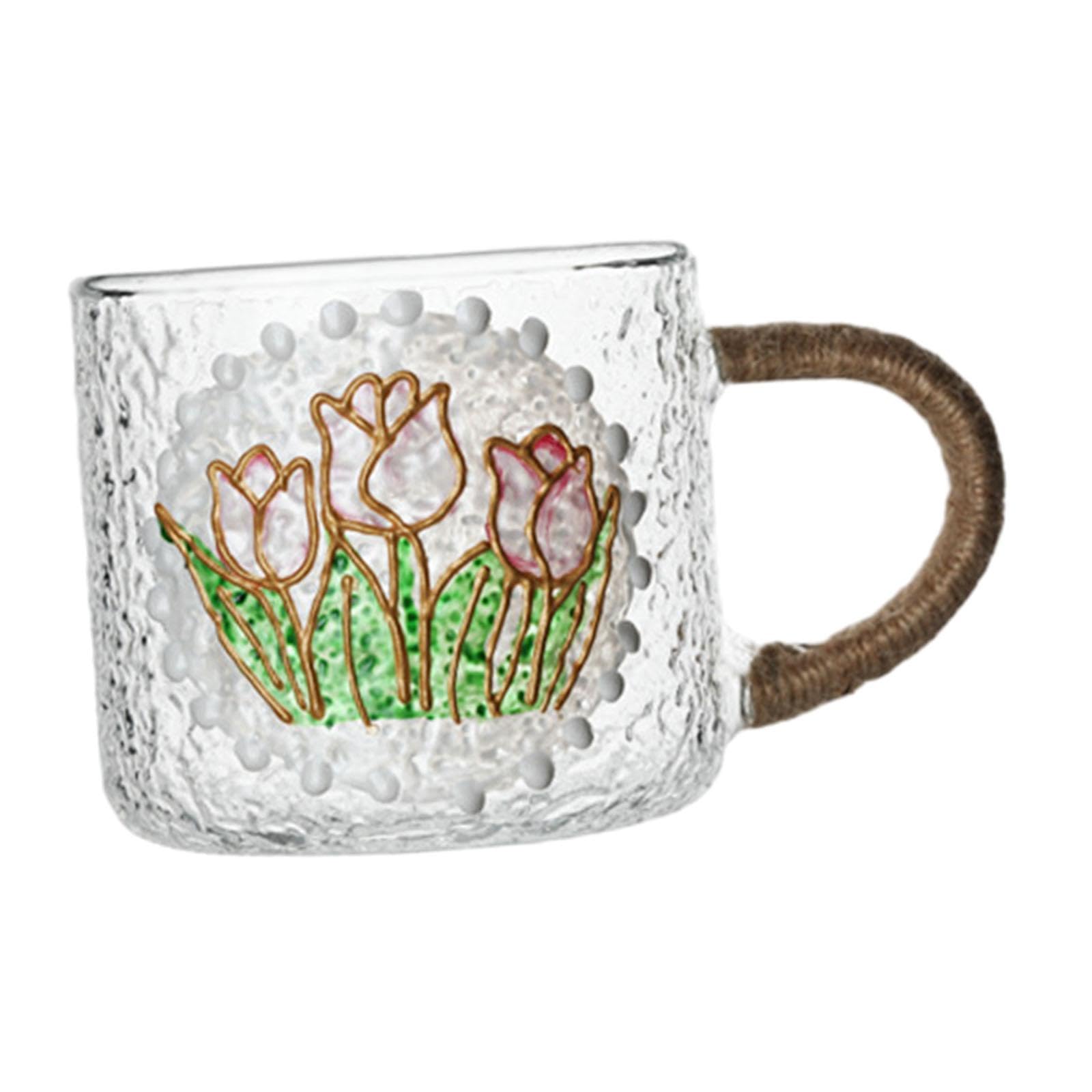 Glass Cup Decor Creative Lightweight Handheld Ice Cream Tumbler Craft Kettle Water Cup Tulip | Kitchen, Dining & Bar | Glassware