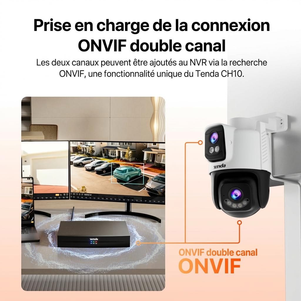 Tenda Caméra de Surveillance Extérieure 5MP+5MP, Détection IA, Vision Nocturne Couleur à 360°, Audio Bidirectionnel, Caméra WiFi Extérieure IP65 avec Alarme de Franchissement de Zone, Stockage Local s