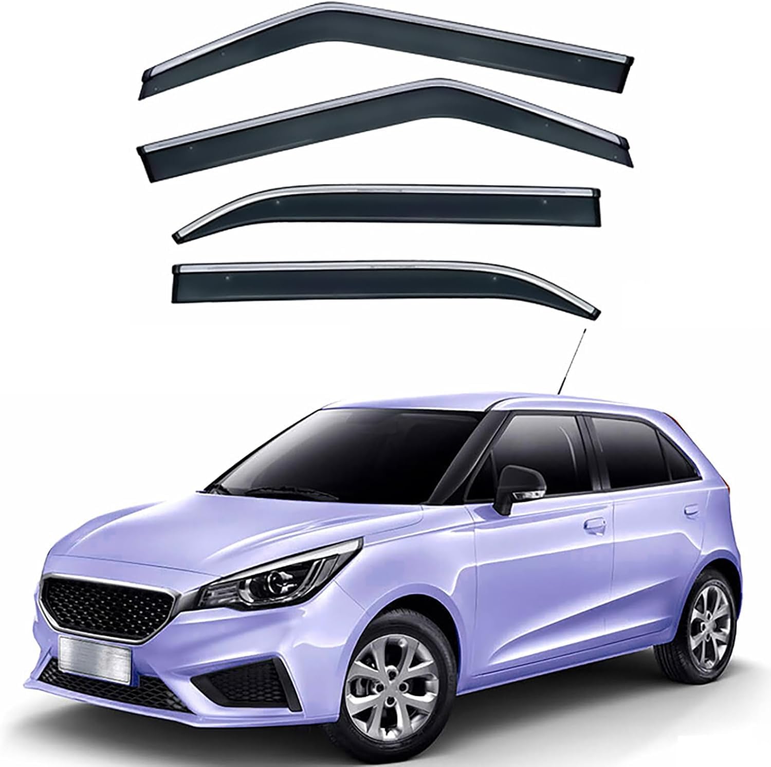 FengXH Window Deflectors for MG 3 MK2 2011-2023 - 4pc Smoke Tint, Waterproof, Noise Reducing.