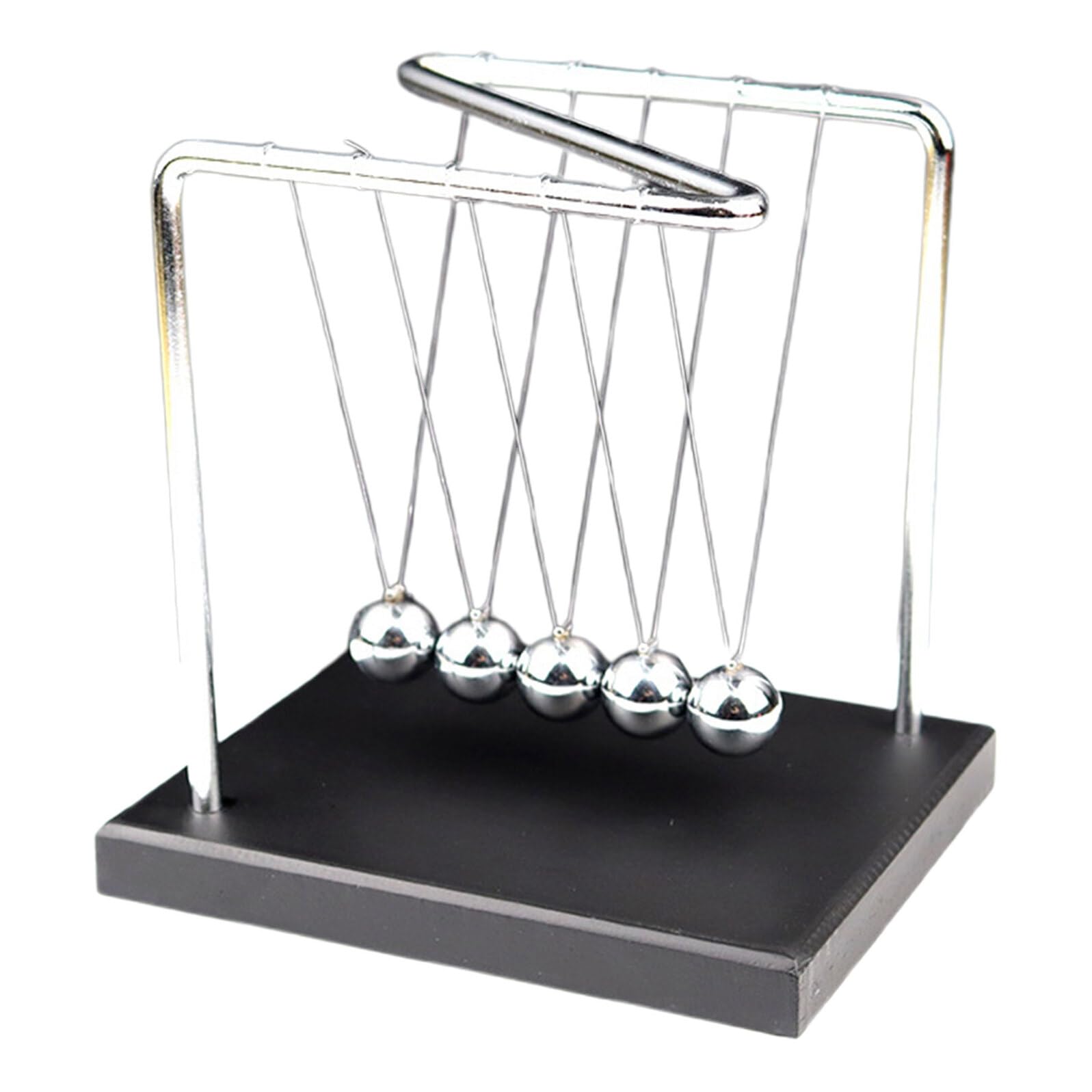 DECHOUS Pendule de Newton en Bois Massif Z Forme Boules en Acier Poli 18X118X182 CM Cinétique Oscillant pour Bureau Décoration Scientifique et Outil Pédagogique