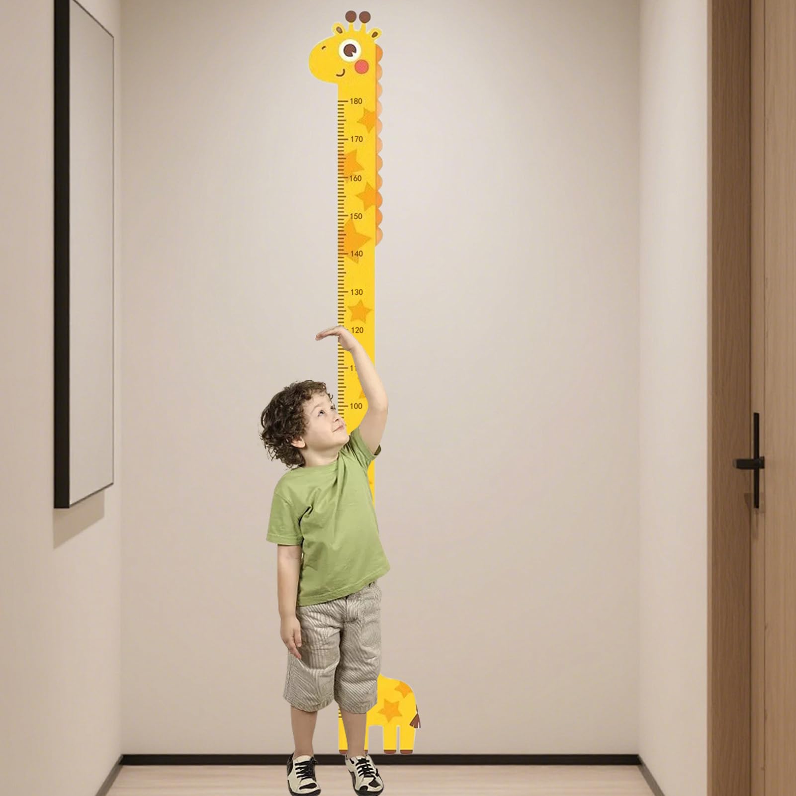 Toise Mural Enfant avec Animaux - Tableau de Mesure de Croissance Autocollant 194 cm pour Chambre Bébé, Décoratif et Sans Outil, de Taille