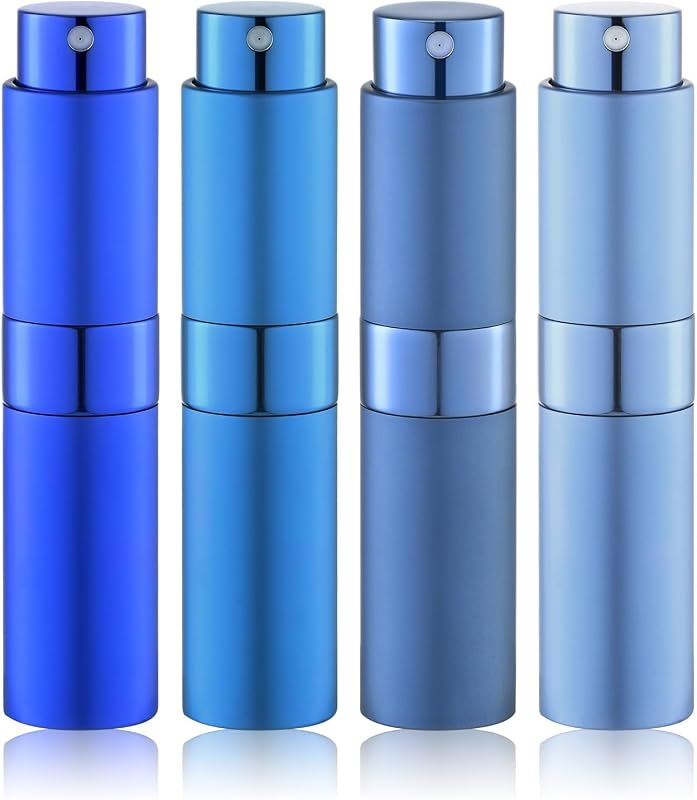 Lulupack Frasco de Perfume Recarregável com Spray, 8 mL, Azul, Pacote com 4