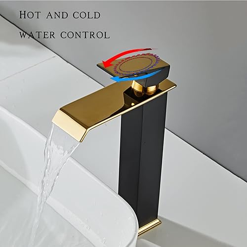 Miniatura 6 de Grifos de lavabo, cascada de grifo de lavabo, grifo de lavabo de baño de acero inoxidable, agua fría y caliente, cascada de una sola manija grifo de