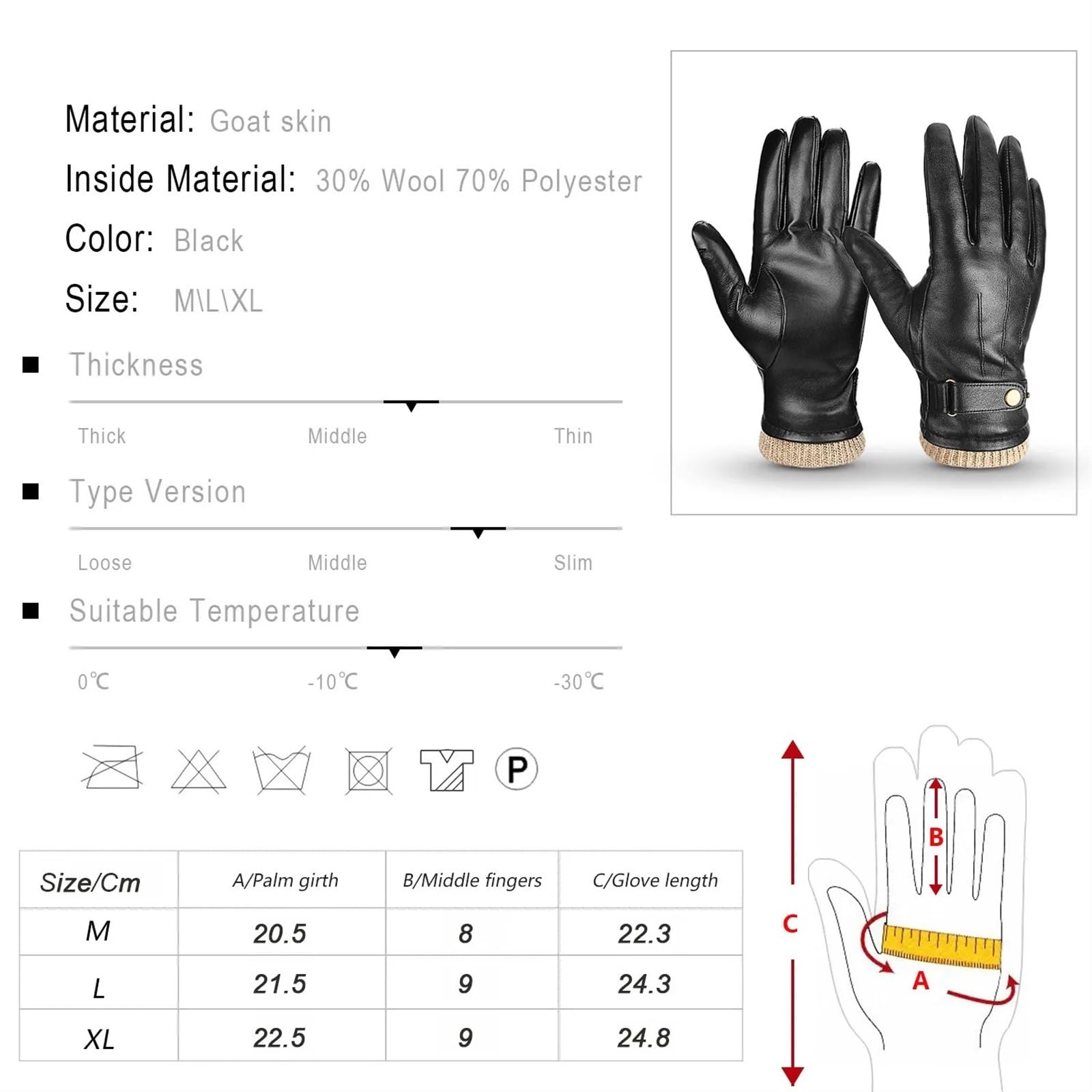 Guanti, guanti da sci Guanti invernali da uomo Guanti in pelle caldi for touchscreen Guanti termici Regali termici for papà o marito
