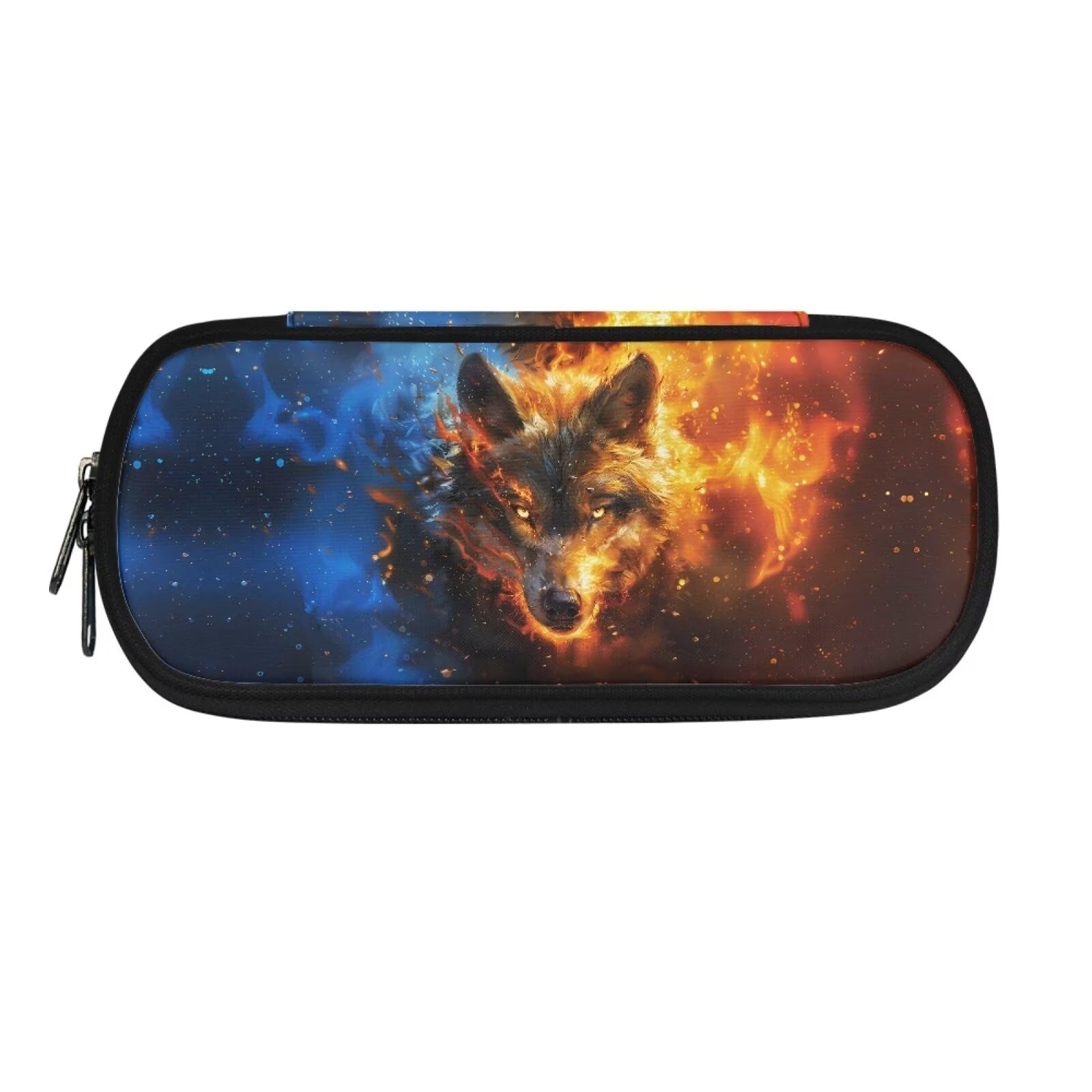 xixirimido Wolf Flame Print Pencil Case for Girls Large Pen Box Bag Holder for Elementary Middle School Boys — image 1
