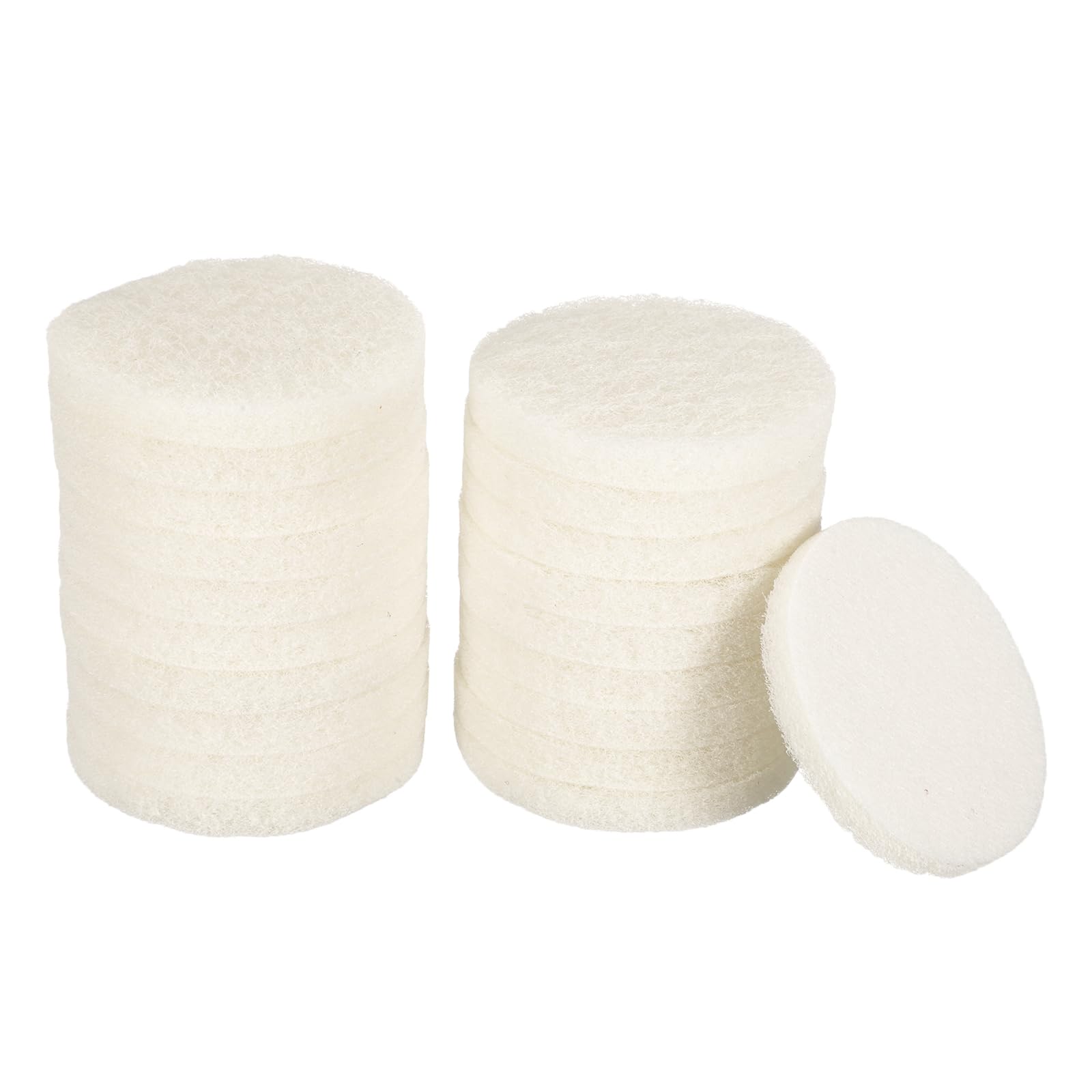 sourcing map 20pcs Scrubber Scouring Pads 450 Grits 3 Inch Drill Power Brush Hoop and Loop Surface Conditioning Disc Drill Scuffing Disc Scrub Pads for Home Kitchen Cleaning, White