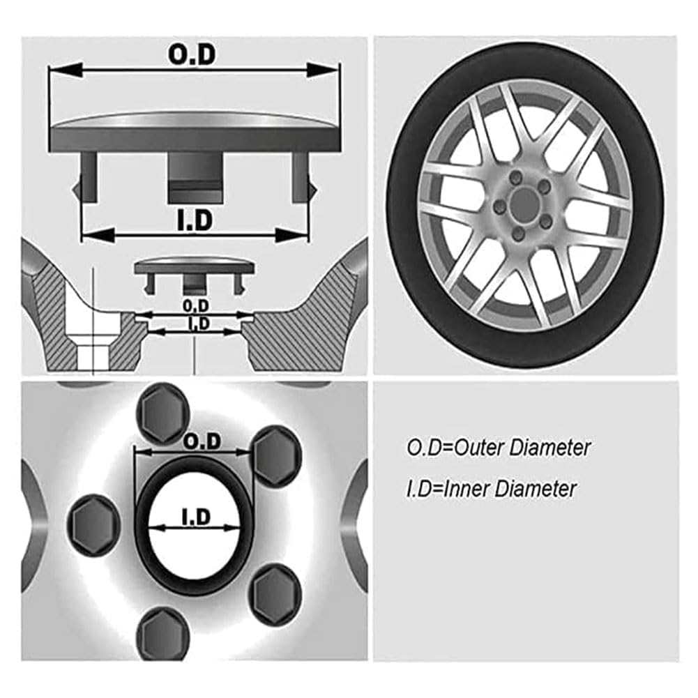 Cache Moyeux Hub Caps Pour Fiat 500X 2016-2022 | 4 Pièces ABS | Logo Style | Protection Roue