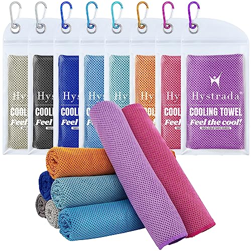 Product Image of the Hystrada 8 Packs Cooling Towel (40 x 12), Ice Towel, Microfiber, Soft Breathable Chilly Towel Stay Cool for Yoga, Workout, Sport, Gym, Camping, Fitness, Running, Workout & More Activities - Multicolor