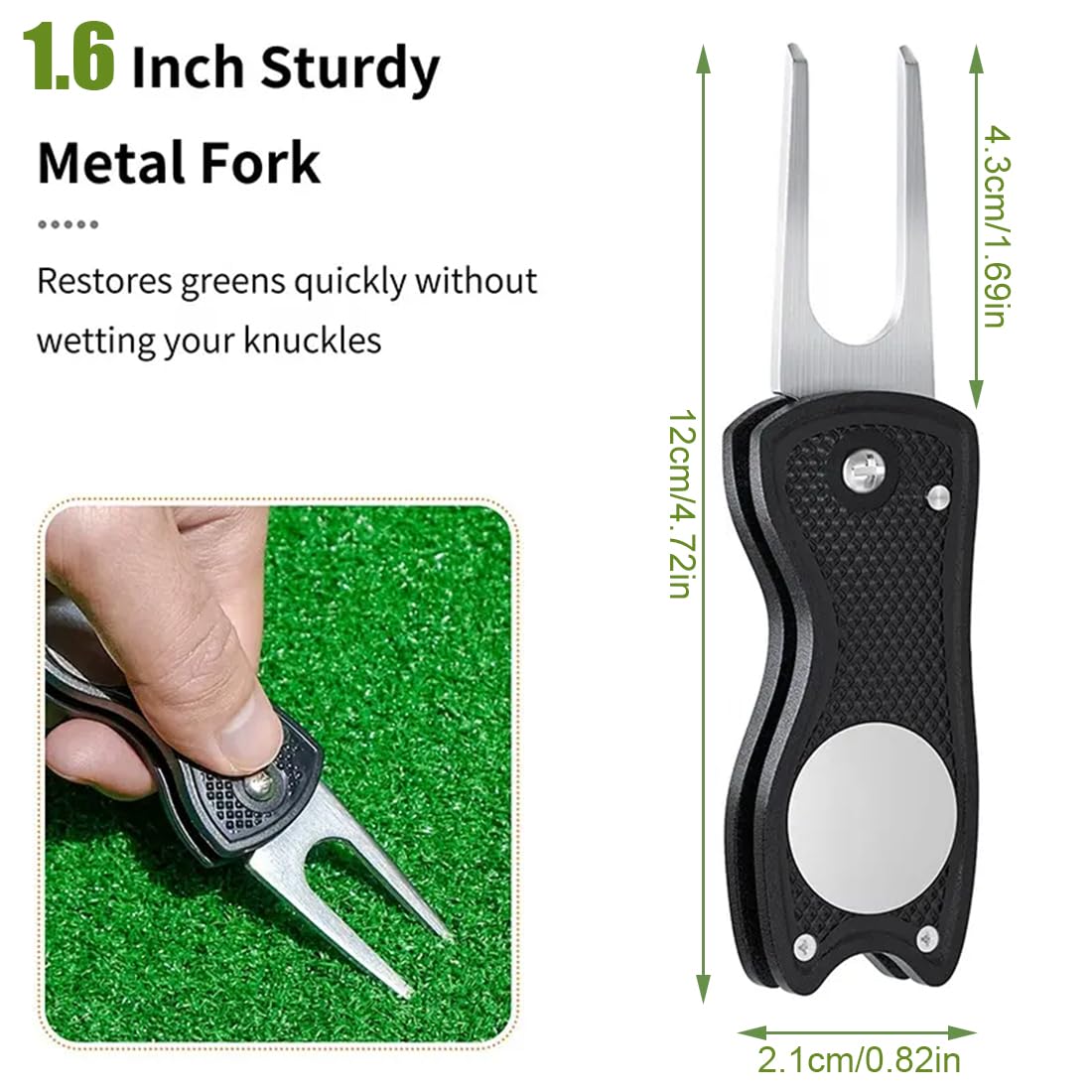 SGERUFZ Golf Reparatur Pitchgabel Edelstahl Multifunktion Tool mit Pop-up-Taste Ball Marker Switchblade Zubehör
