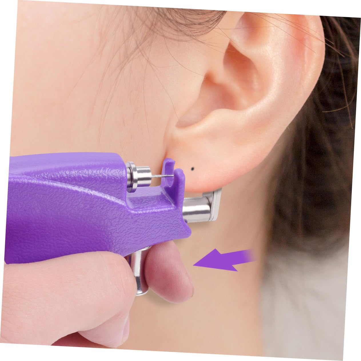 Ipetboom 1set Practical Ear Piercing Safe Ear Hole Piercer Tool Purple Ear Studs Piercer for Women Random Color