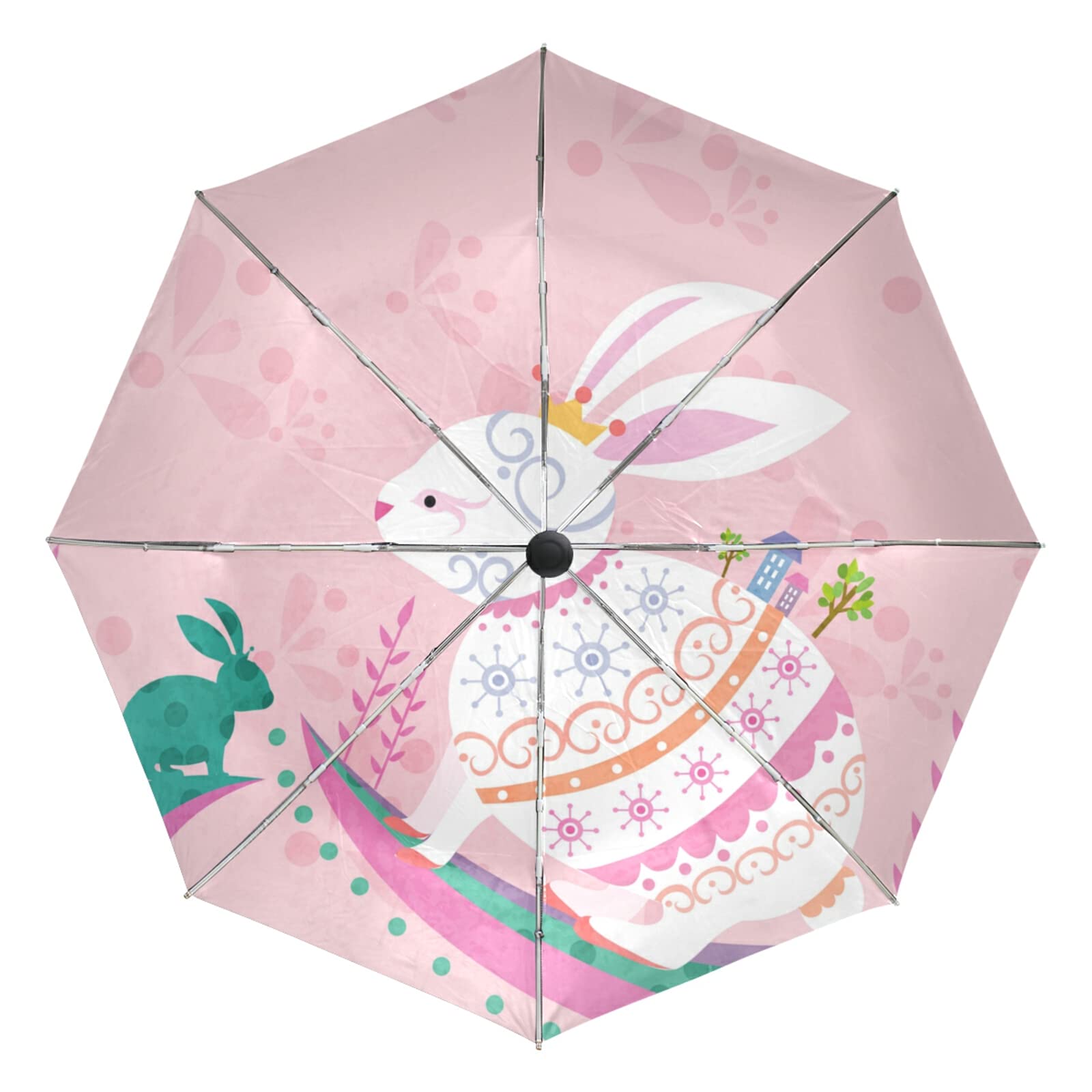 Parapluie automatique protection UV pliant coupe-vent rose lapin