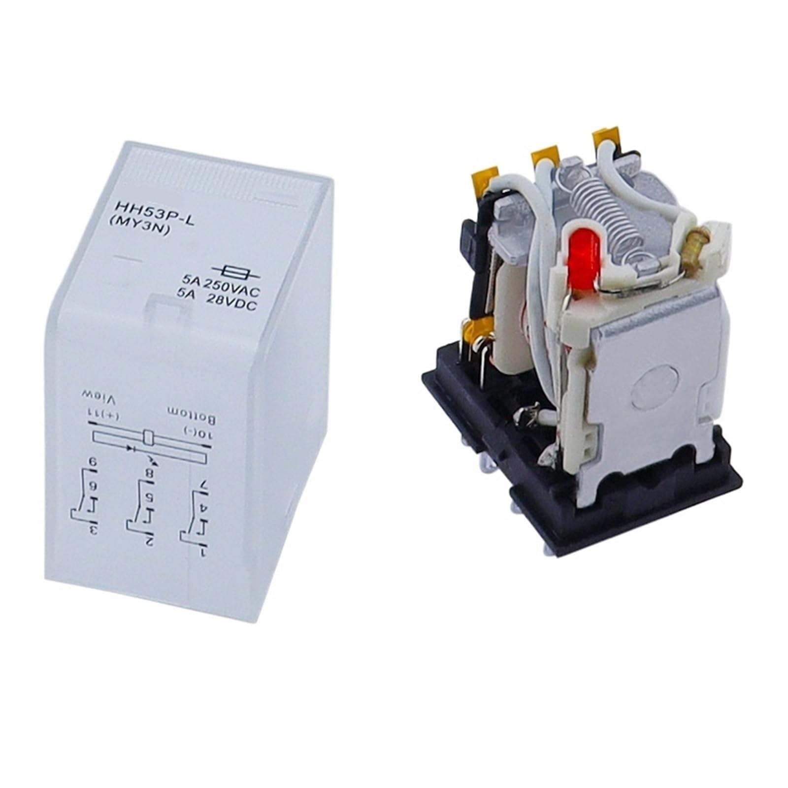 Relé de potencia general con bobina electromagnética MY3NJ de 5 piezas, 11 pines, HH53P, CA 12 V, 24 V, 110 V, 220 V, relé en miniatura con base PYF08A(AC 36V)