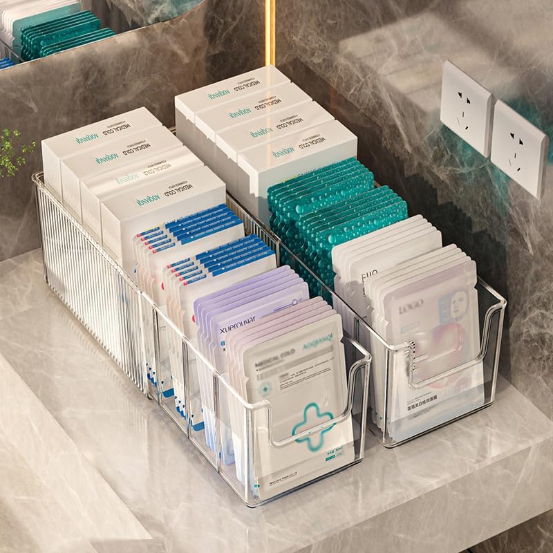 Miniatura 6 de Organizador de maquillaje acrílico extensible con divisores extraíbles, almacenamiento de baño impermeable para máscaras de sábanas,