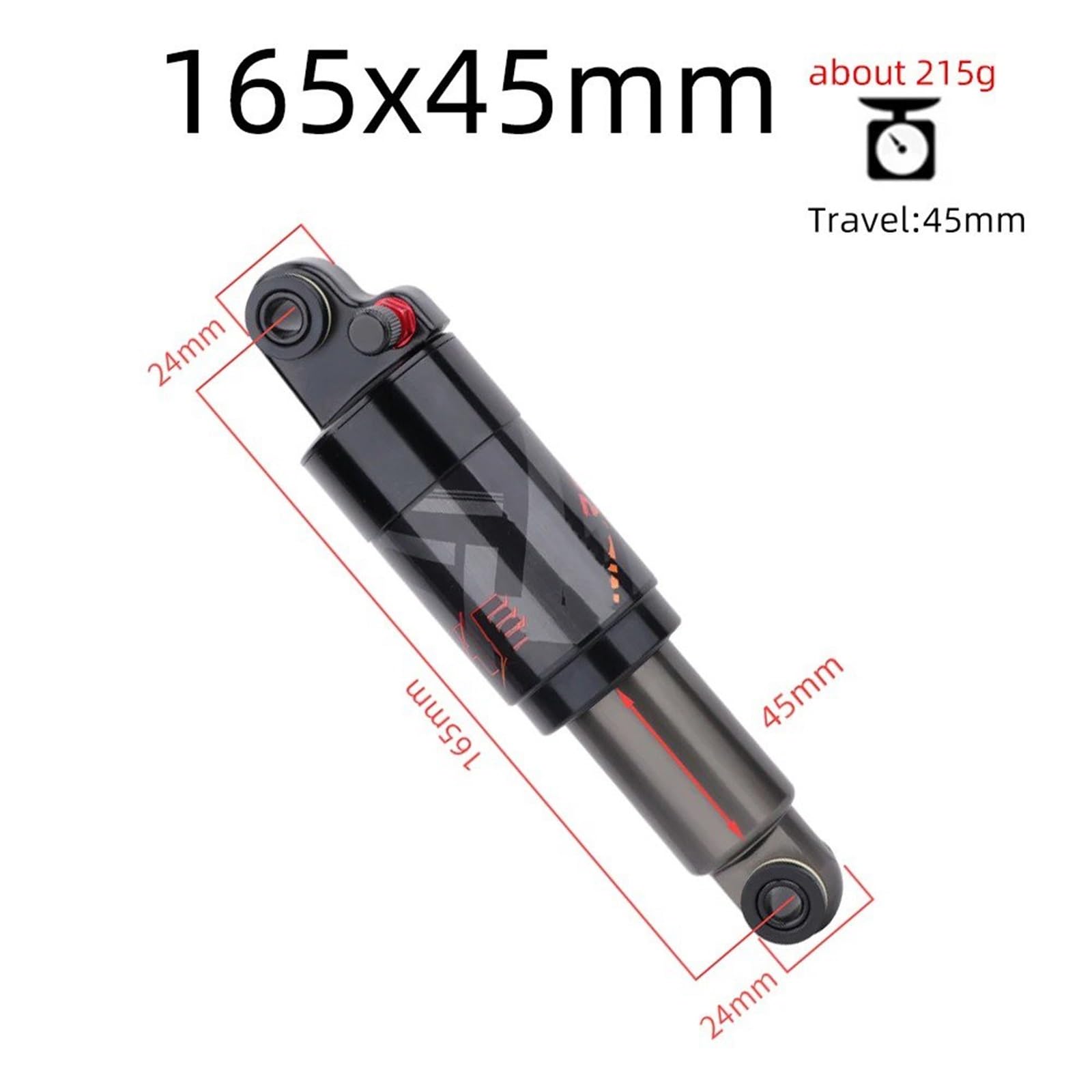 Amortiguador Eje Delantero Amortiguador Trasero Aleación para Bicicleta Montaña Plegable 125 Mm 150 Mm 165 Mm 190 Mm 200 Mm. Amortiguador Eje Trasero(150mm)