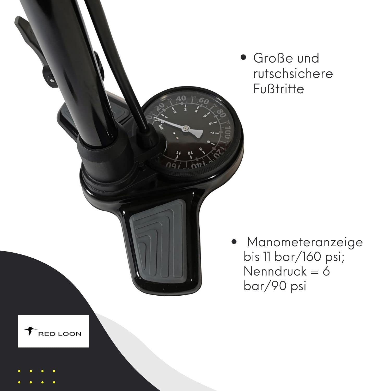 nenndruck fahrradpumpe Standpumpe - Luftpumpe Fahrrad - Fußpumpe mit Manometer - alle Ventile - Dunlop - Französisches - Auto Ventil - Hochdruck Standpumpe Größe:1x1,65 kg Händler - Radhaus Fahrrad YGroup_ultimate