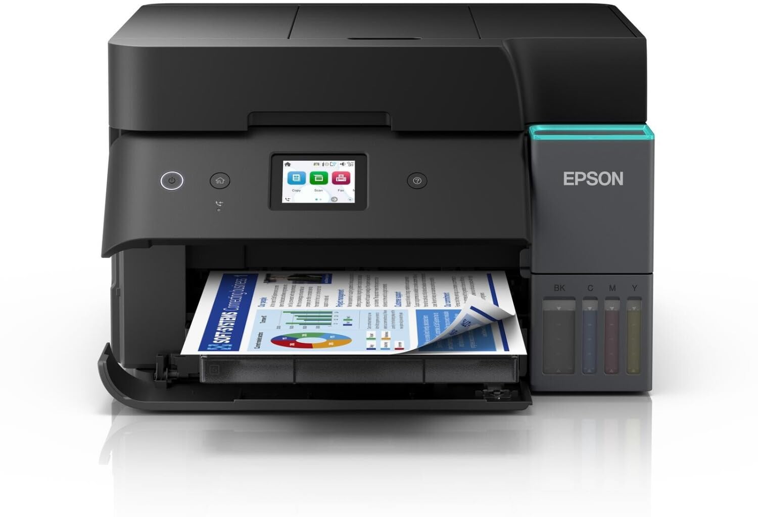 Epson EcoTank ET-​4950 Impresora de Depósito de Tinta | Teletrabajo | Wi-​Fi, Ethernet | A4 | Doble Cara | Imprime, Copia, Escanea, Fax | Pantalla Táctil 6,​1cm | ADF | Tinta Incluida para 3 Años