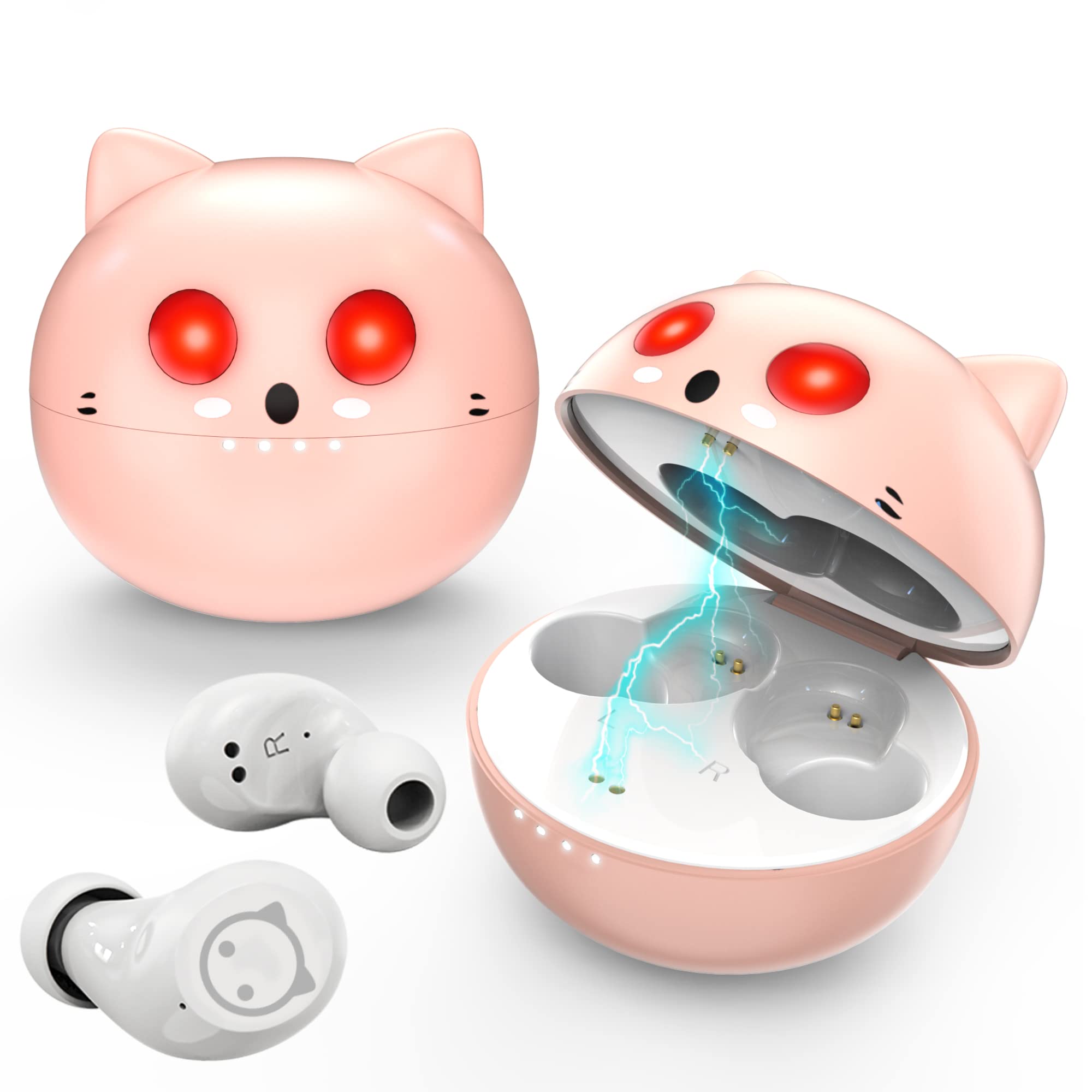 Instiwitt Pink Cat Wireless Bluetooth Earbuds, a Great Choice for Gifting to Girlfriends, can be Used continuously for 40 Hours, Waterproof and Noise Cancelling in Ear Earbuds