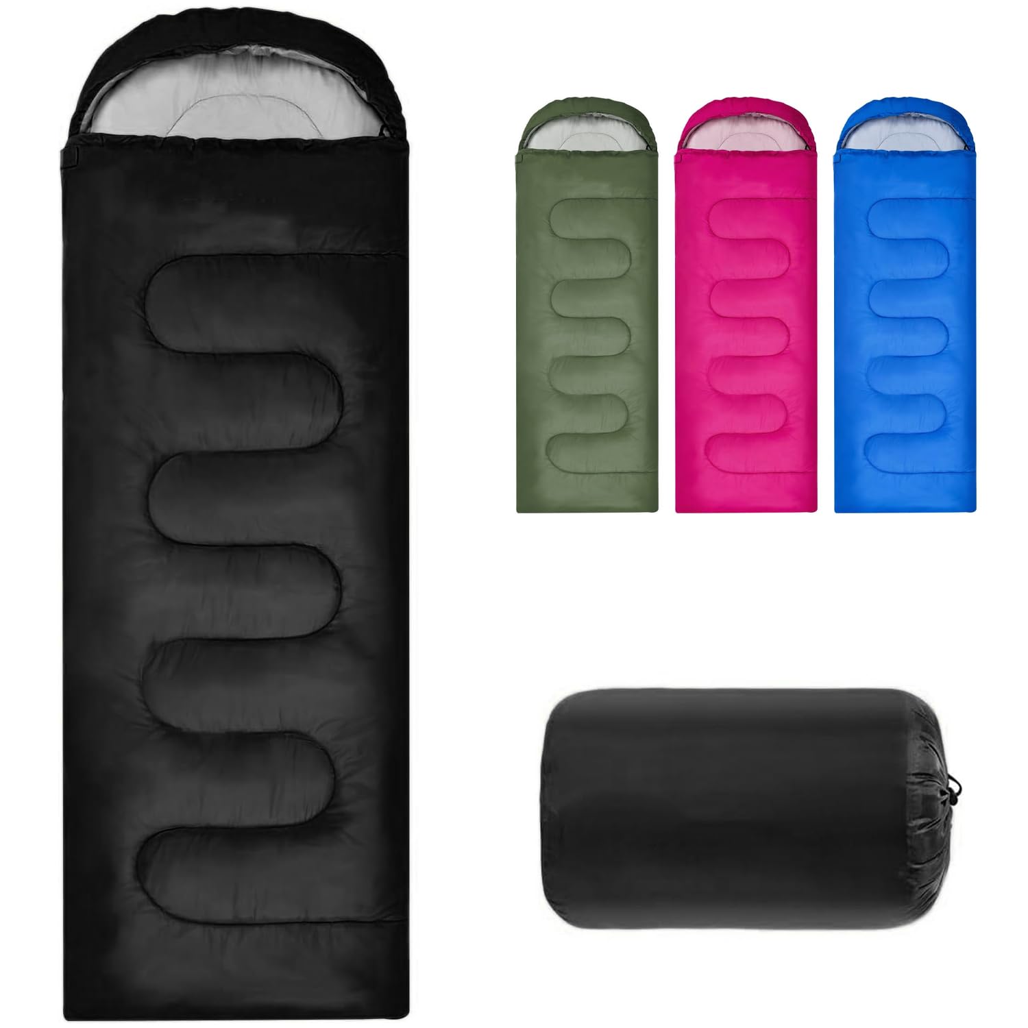Sleeping Bag for Camping,Sleeping Bags for Adults Backpacking Waterproof, Small Packed Ultralight Carry Bag, 3 Seasons Adult Blanket, Soft,Thick and Warm, for Outdoor Hiking, Camping,Travel (Black)