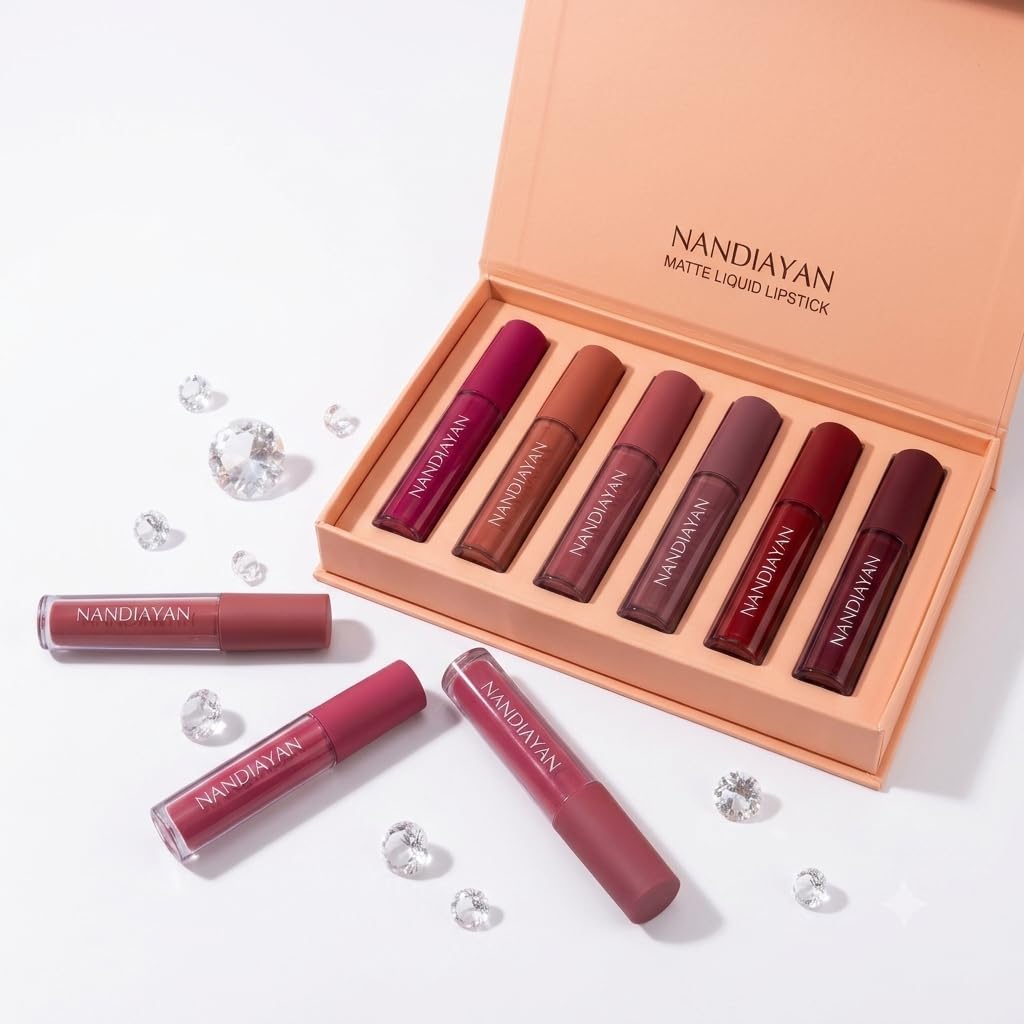 Matte Liquid Lipstick Set of 6 (21 ml) | Maroon & Red lipstick Shades | Waterproof Long-Lasting Smudge-Proof Lipsticks | Highly Pigmented Perfect Liquid Lipstick gift set for women-image-17