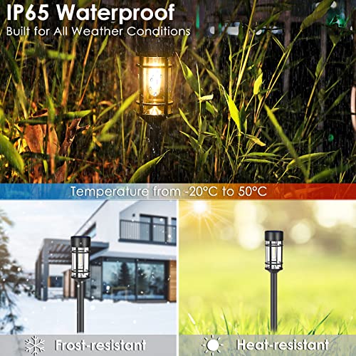 Mancra 8 Pack Glass Solar Pathway Lights, Waterproof Solar Lights For Outside Garden Decor, Led Outdoor Solar Landscape Lights For Yard Lawn Walkway Driveway, 3000K #TOP2