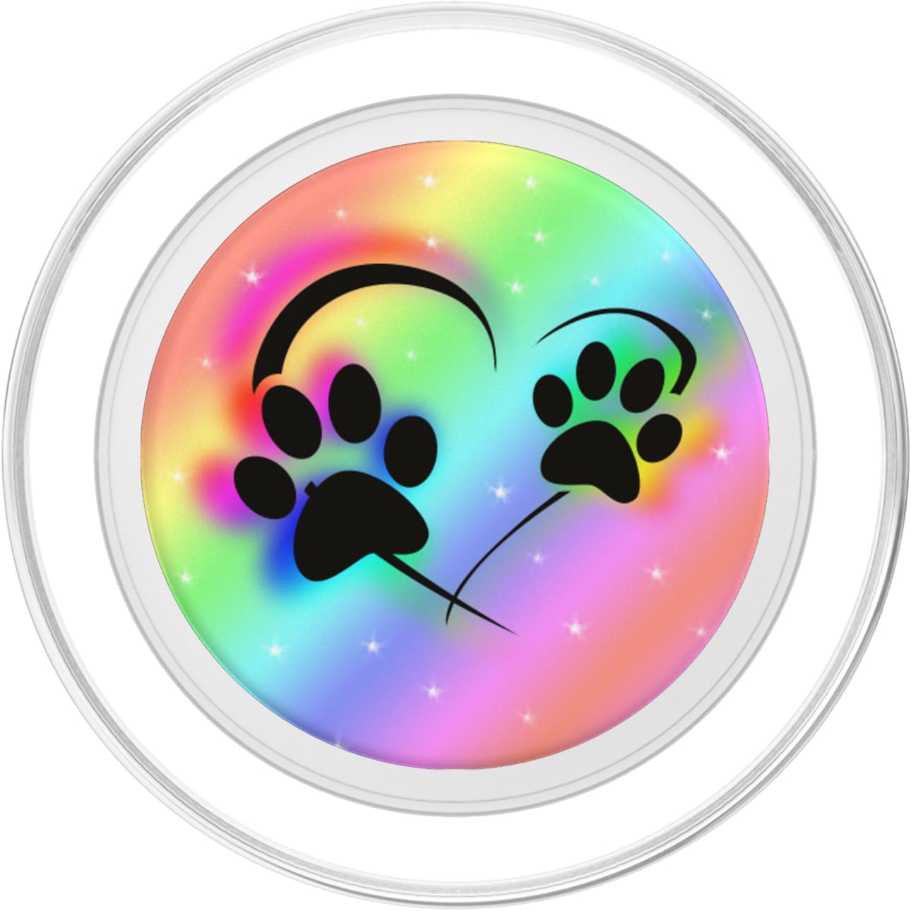 Cute Dog Paw Print Heart Rainbow Puppy Dog Mom PopSockets MagSafe PopGrip for iPhone