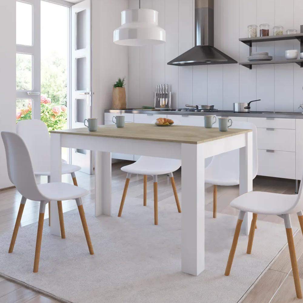 BAKAJI Mesa de Comedor o Cocina con Forma Rectangular, diseño Moderno, de Madera MDF con Acabado de melamina. Dimensiones: 120 x 80 x 74 cm. Decoración para el hogar (Blanco y Cero)
