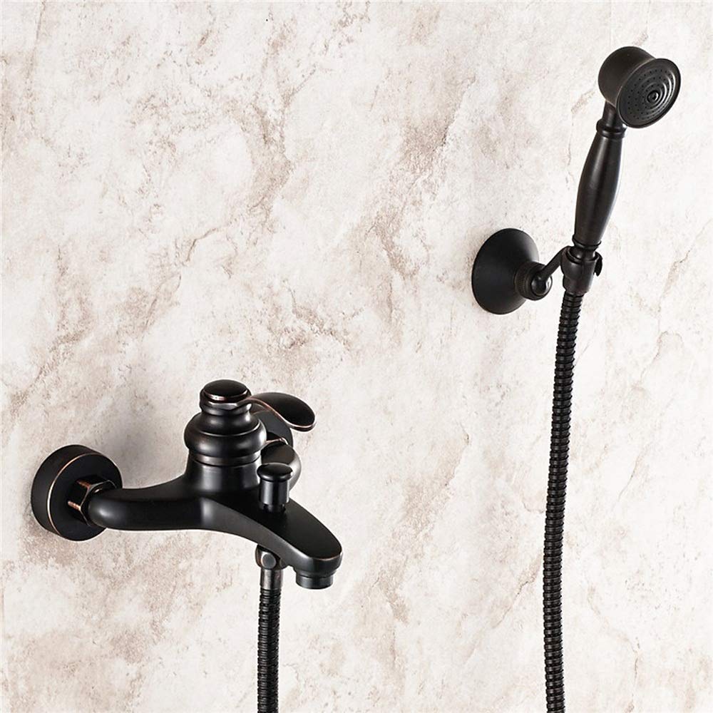 Grifo Mezclador Todo Bronce Ducha Simple Estilo Europeo Dibujo Antiguo baño Bronce Negro Tomar una Ducha Grifo Ducha Traje (tamaño: B)