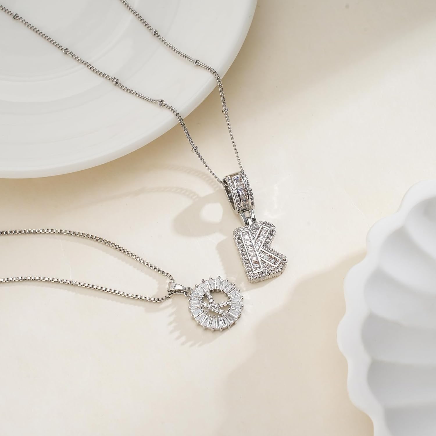 initial necklace for women dainty layered look