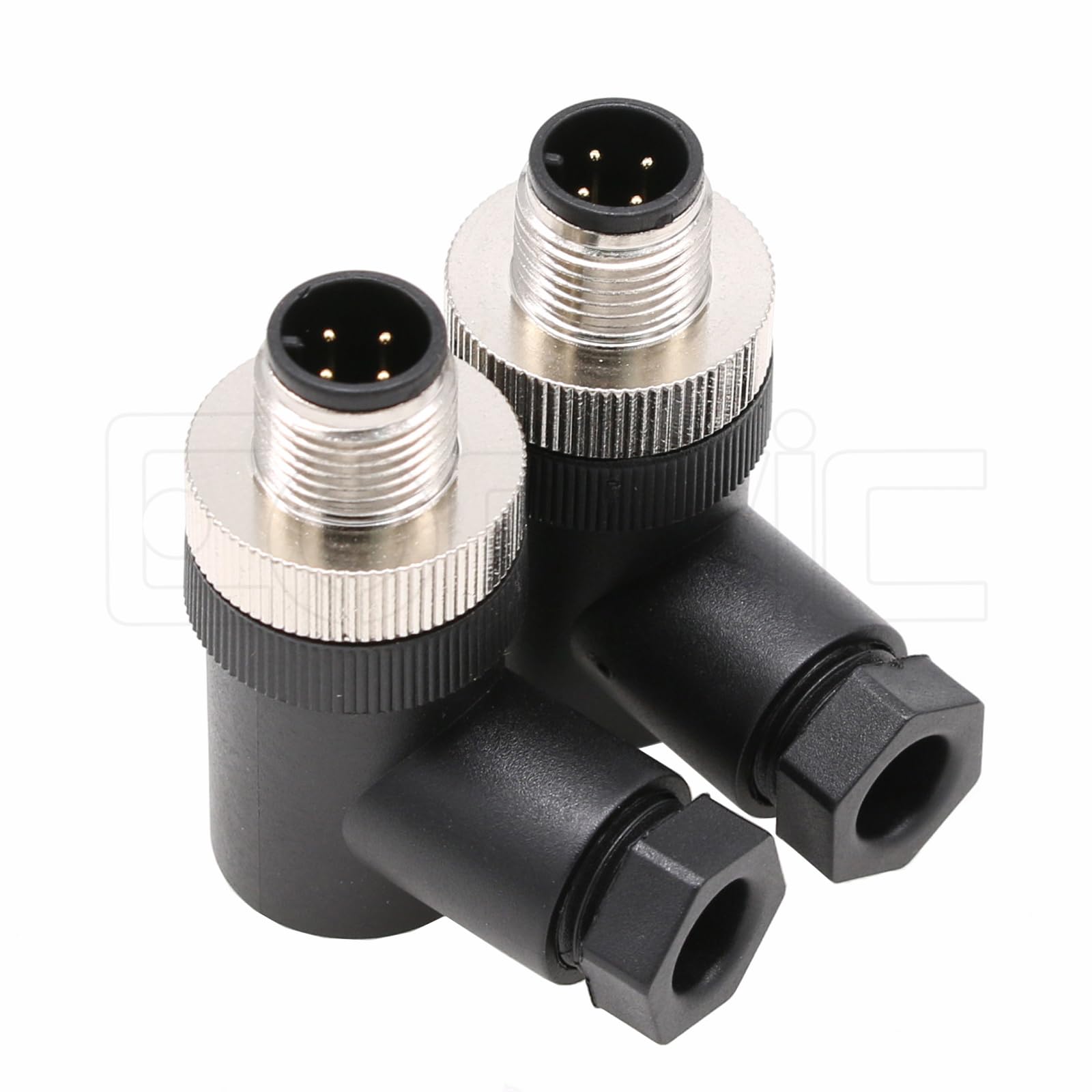 M12 4 Pin Male Connector, 12mm A Code Right Angle Industrial Circular Connector, Unshiled Field Assembly Wireable Sensor IP67 250V 4A AC/DC 2pcs