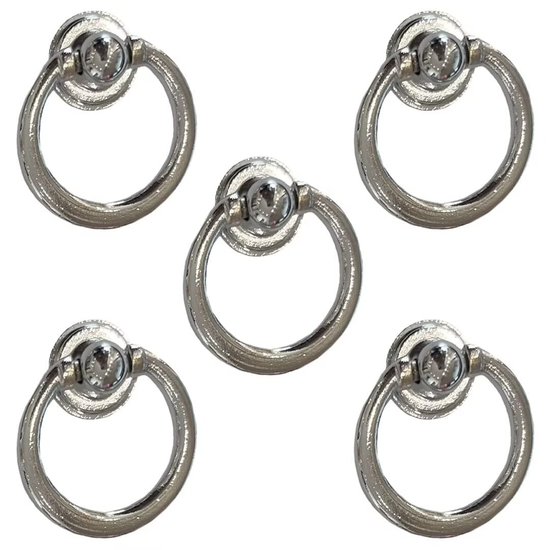 YDHSIKK Drawer Handles, Zinc Alloy Cabinet Knobs Drawer Pulls Handles Pack of 5 Multicolor 35-40mm Diameter(Chrome Plated,40mm Diameter)
