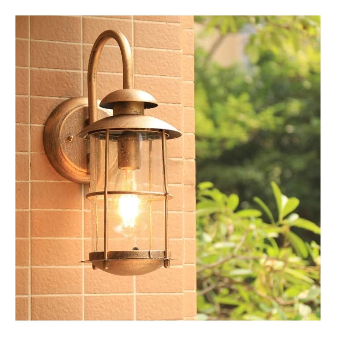 Lampa Ogrodowa,Lampy Vintage Metalowe Zewnętrzne Światło Ścienne Wodoodporne Oświetlenie Bramy Dziedzińca Szklane Lampy Ścienne Balkon Ogród Kinkiet Oprawa Ogrodowa(Bronze)
