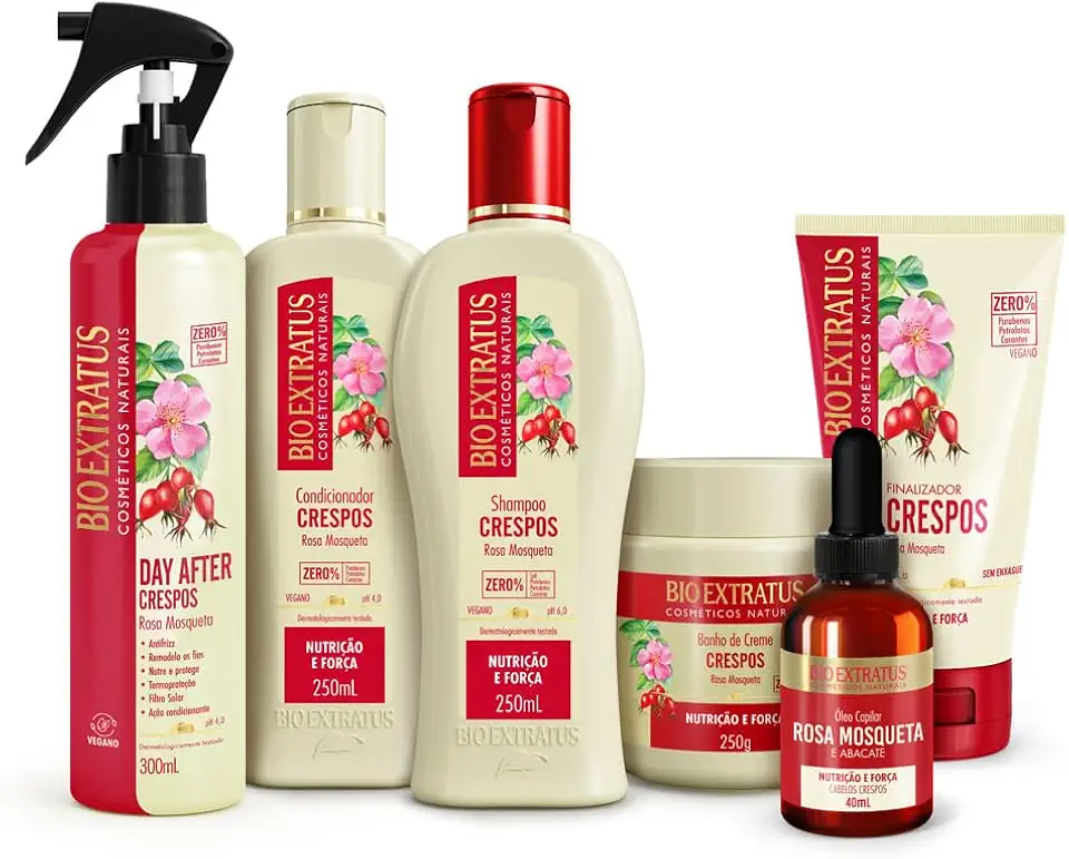 Kit Crespos Linha Completa Rosa Mosqueta Profissional