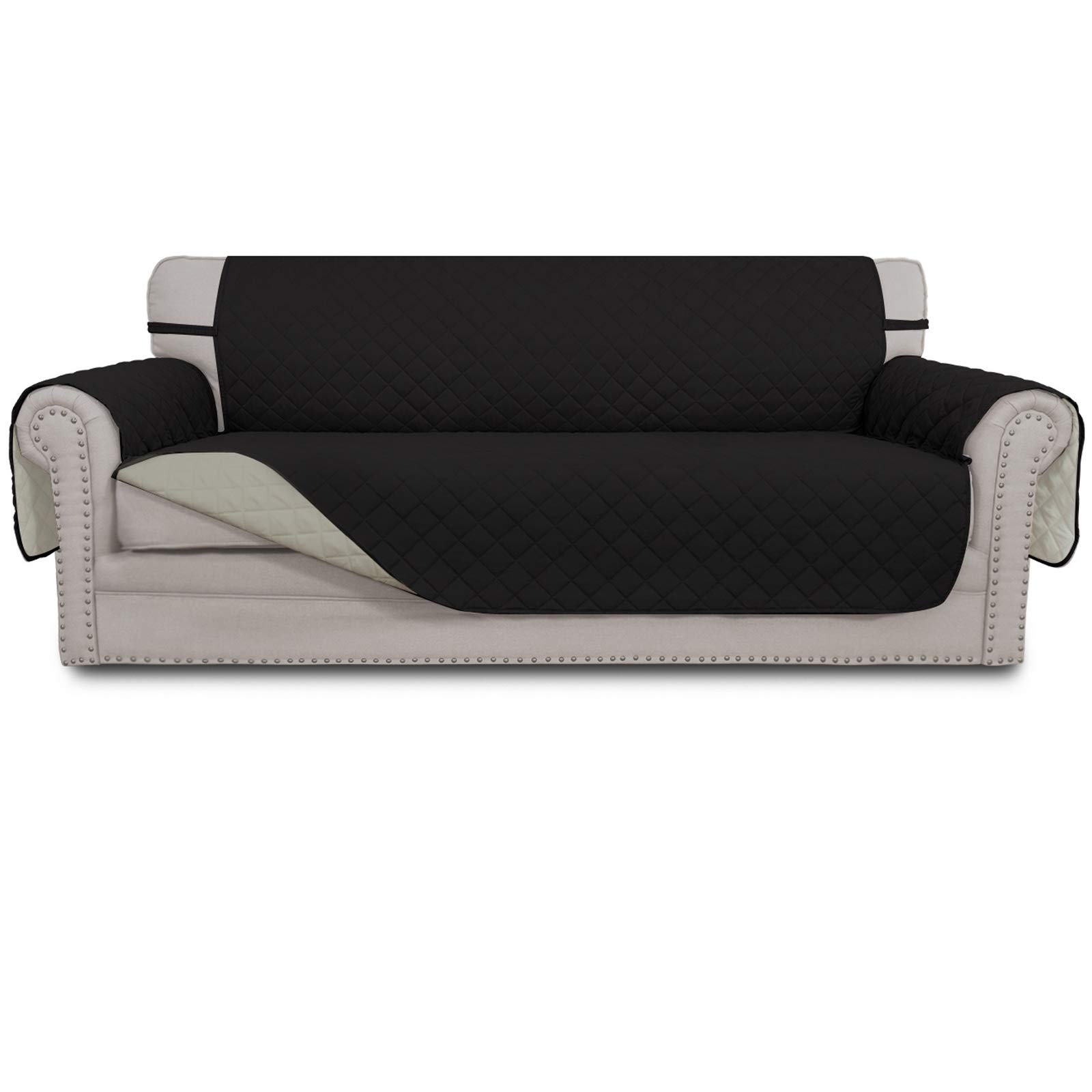Easy-Going Reversible Couch Cover, 3 Cushion Sofa, X-Large, Black/Beige