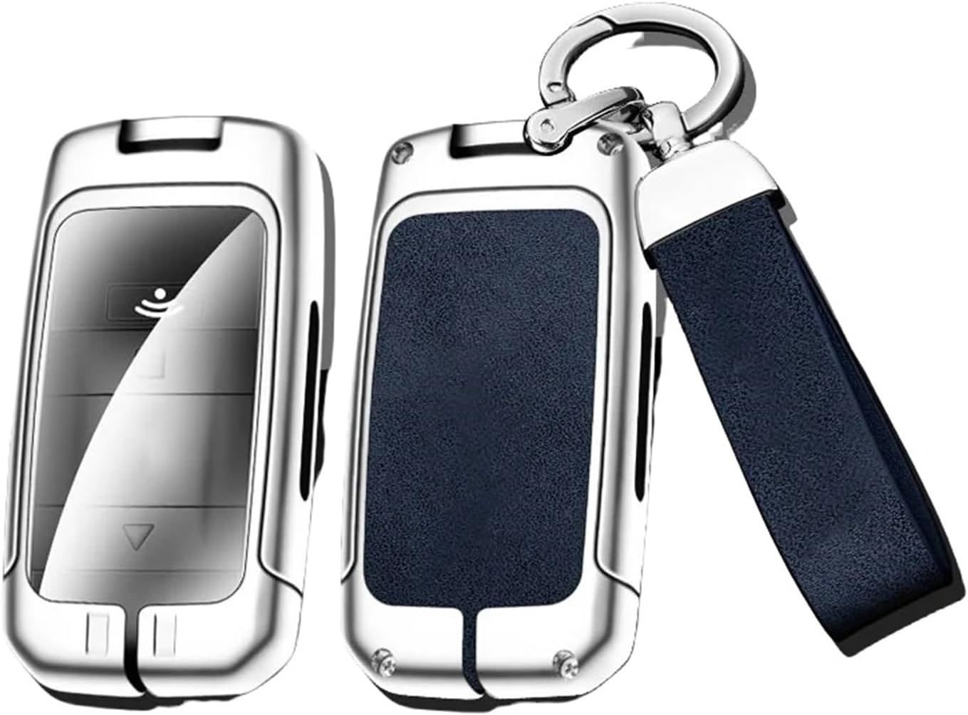 亜鉛合金車のキーケースカバー保護 Fob と互換性ロールスロイスファントムレイスバッジ版リモートシェル自動車アクセサリーキーホルダー