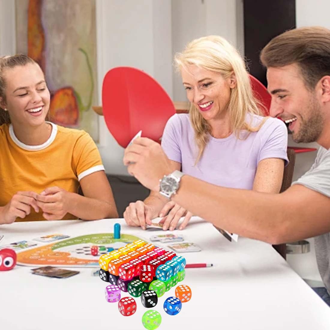 Set di 50 dadi traslucidi colorati da 14 mm con 6 facce,10 Colori,Dadi Traslucido Colori, per enzi, Farkle, Yahtzee,giocare ai giochi,Bunco or Insegnare i Matematici
