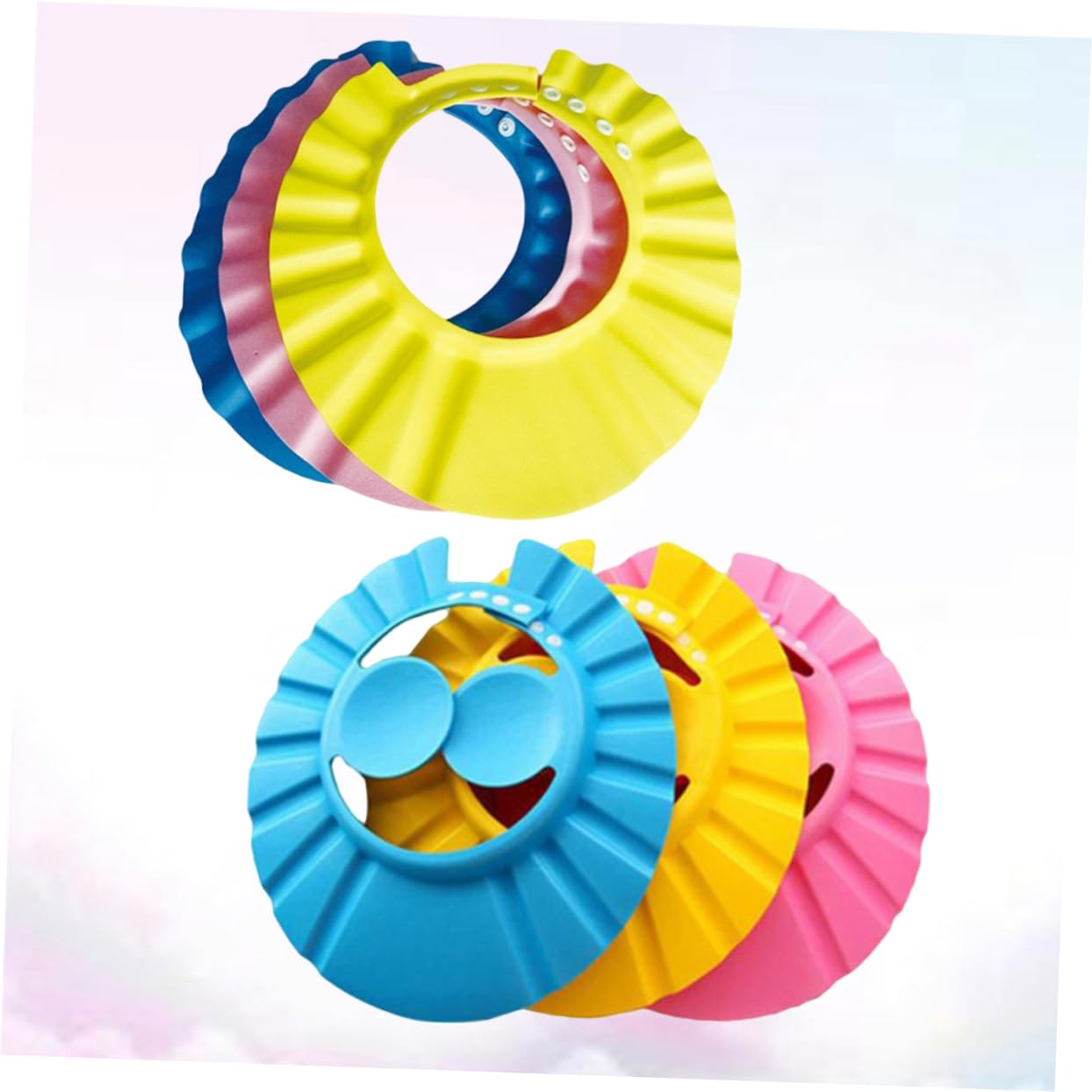 3 Set Di Cuffie Ergonomiche Per La Doccia E Lo Shampoo Per Neonati Gialle Adatte A Ragazzi E Ragazze 6 Pezzi*3