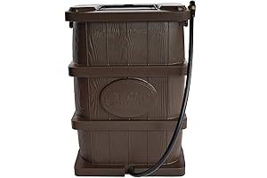 FCMP 45-Gallon Wood Grain Rain Barrel – Space-Saving Outdoor Rain Water Bucket