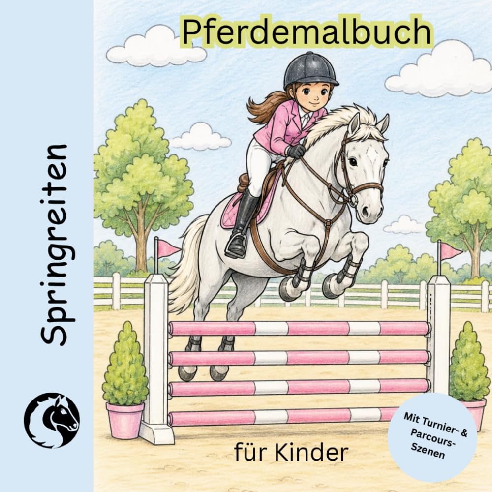 Pferde-Malbuch für Kinder: Springreiten I 43 Ausmalbilder I für Kinder ab 7 Jahren: Fördert Kreativität & Konzentration – Perfekt für kleine Pferdeliebhaber