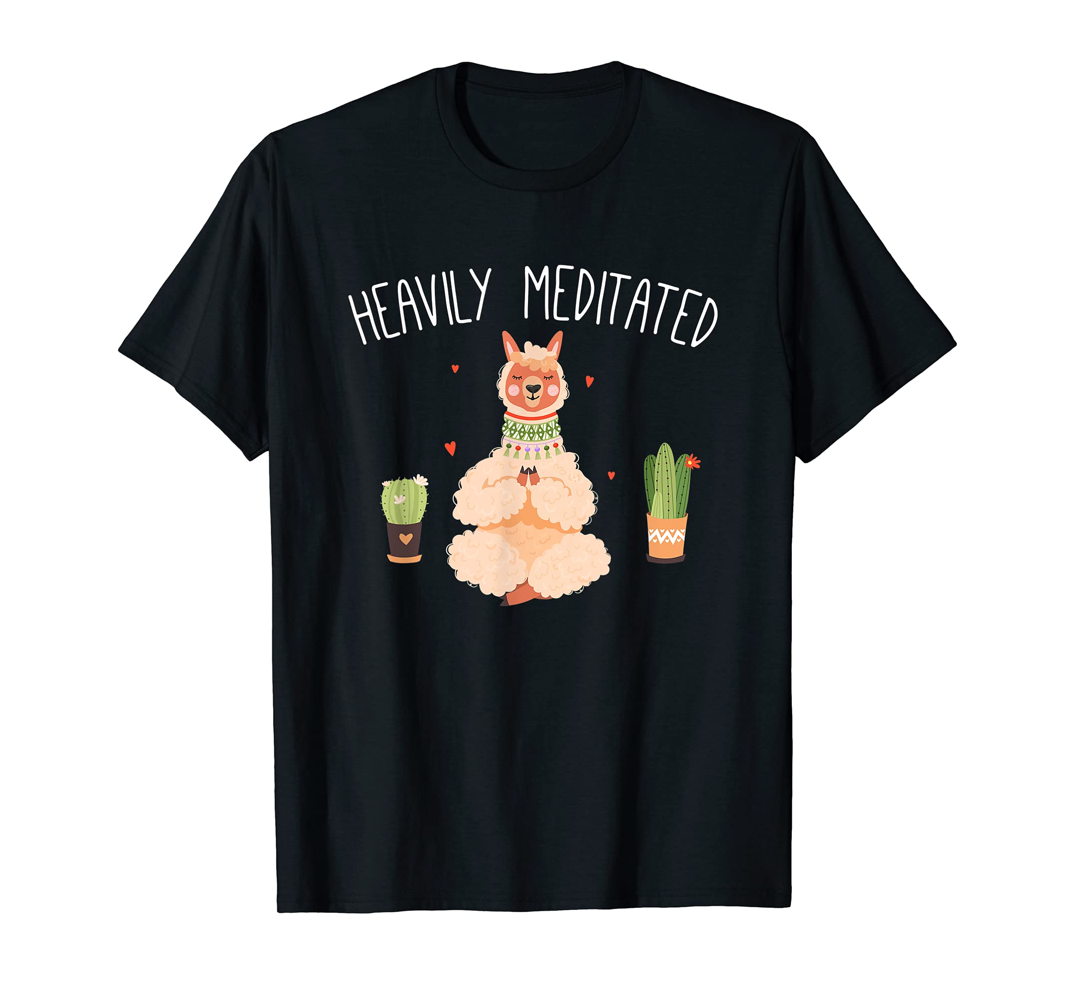Meditation Heavily Meditated Cute Llama and Yoga T-Shirt, Black