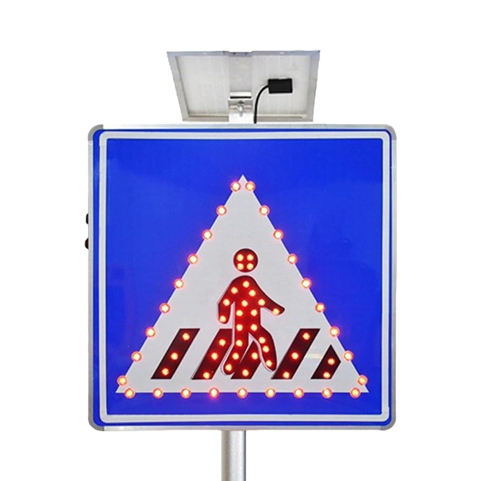 Señal Paso Peatonal Solar LED Cartel De Tráfico Luminoso Intermitente Alta Visibilidad Para Seguridad Vial Escuelas Calles Zonas Residenciales Y Estacionamientos(24in)