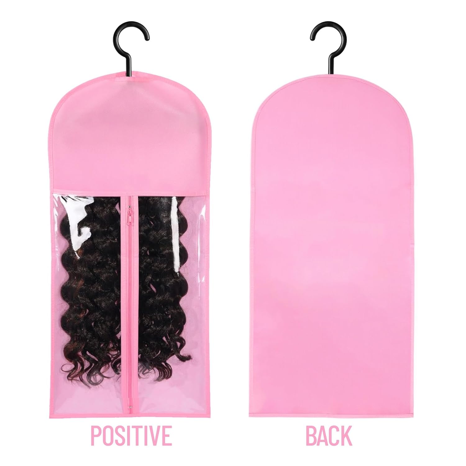 12PCS Wig Storage Bags with Hanger - Hair Extension Holder for Multiple Wigs, Extensions & Accessories (PINK)