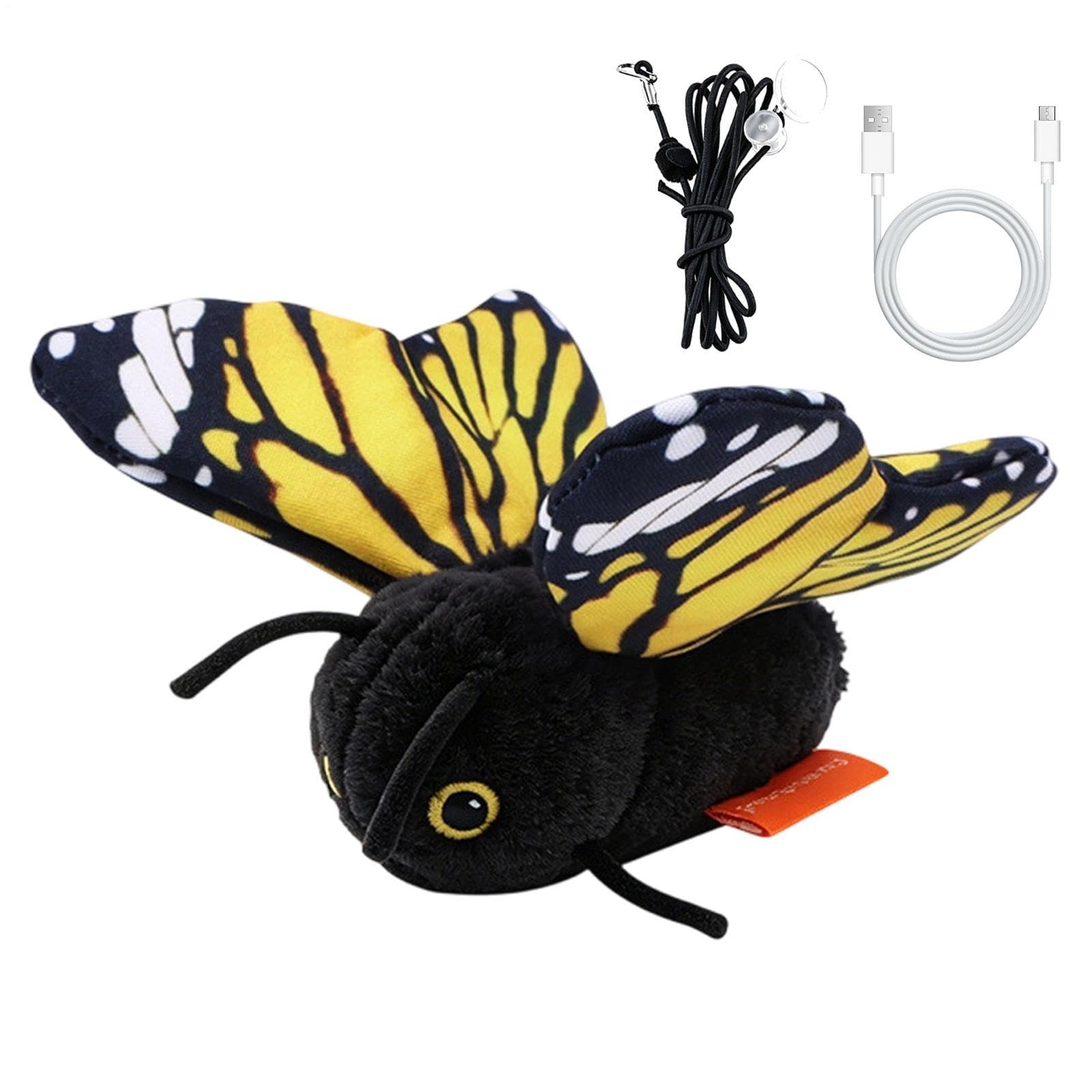 Jouet interactif pour chat à rotation 360 degrés avec papillon volant et socle stable
