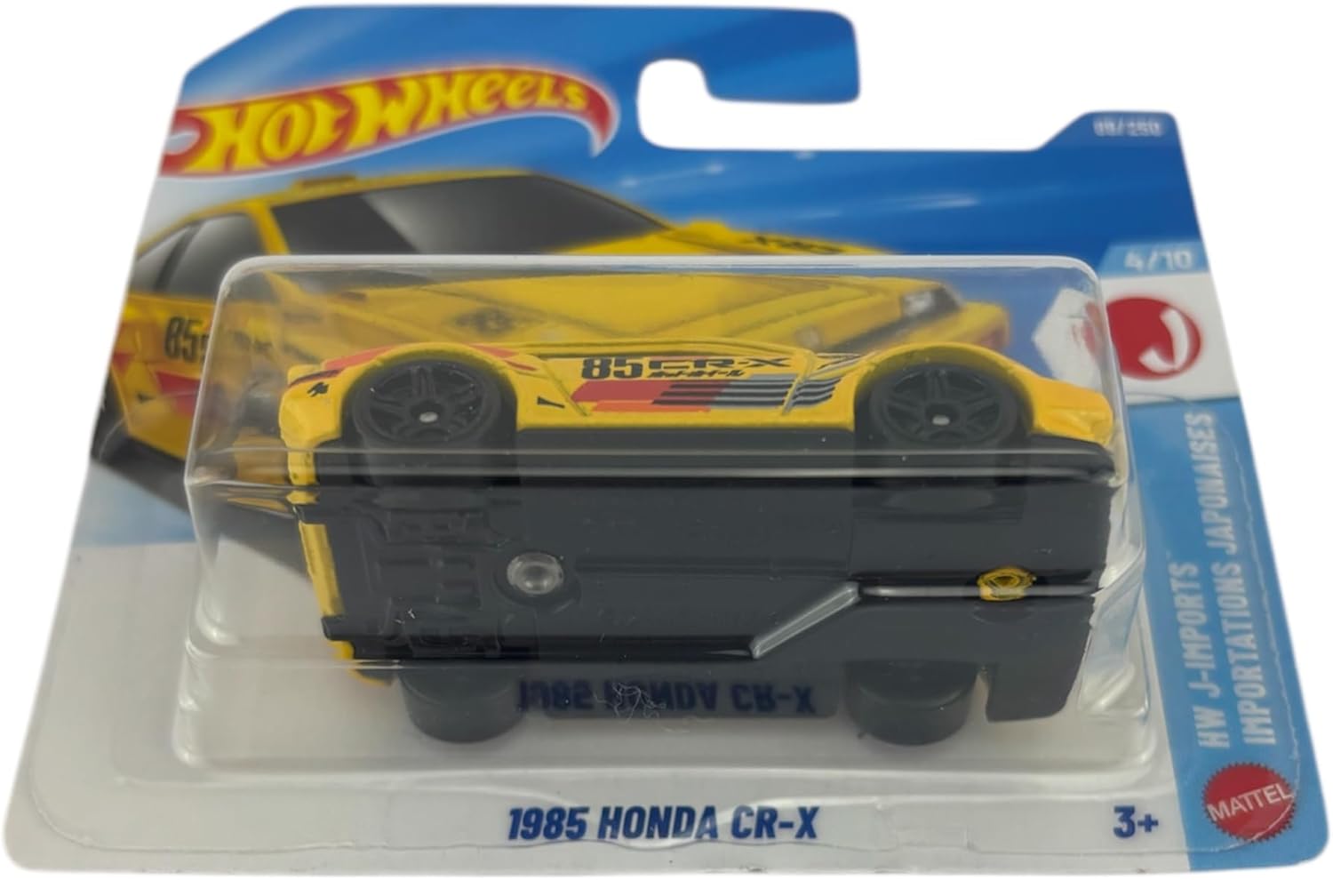 Hot Wheels 1985 Honda CR-X [Yellow] J-Imports 4/10, 89/250, 1:64 Scale Diecast Toy Vehicle
