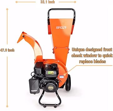 C30 Wood Chipper Shredder Mulcher 7 HP 212cc Heavy Duty Rotor Engine Gas Powered 3 inch Max Wood Diameter Capacity 20:1 Reduction Ratio