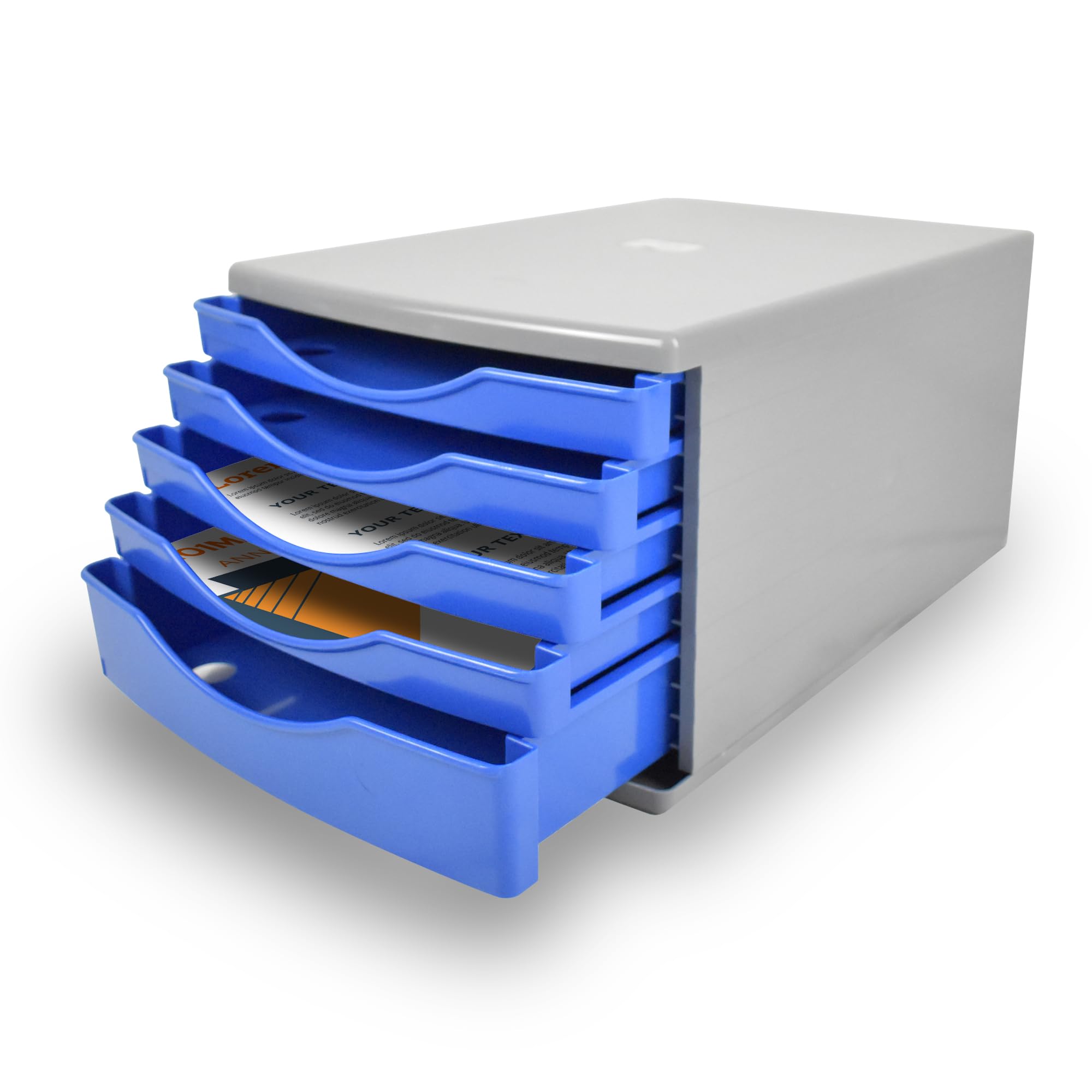 Deflecto Blue Desk Drawer Set - 5 Drawer Organiser - A4 Storage — image 1