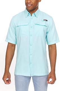 Swiss Alps Mens Short Sleeve Button Down Sun Protection UPF 30+Shirt Quick Dry Cooling Fishing Shirts Casual Summer Tops