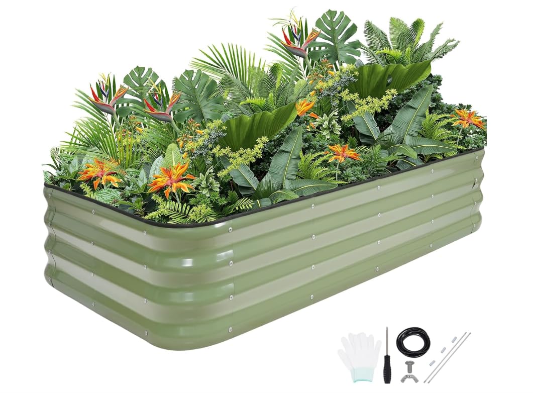 VIREO GARDEN Raised Garden Bed,3-in-1 Adjustable Planter Box,White-1Pack — image 1
