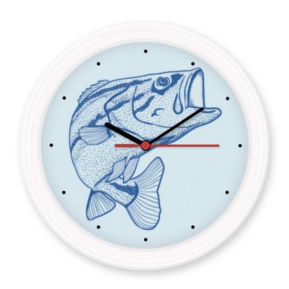 Horloge murale silencieuse non-tic-tac Grain Bleu Big Fish ronde et sans bruit
